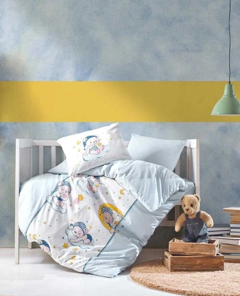 Hgüneyli Cotton Box Bebek Nevresim Takımı Bear Mavi