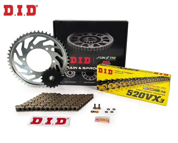 ZİNCİR DİŞLİ SETİ HONDA CRF 250 R (250 cc)  (2011-2017) / HONDA / CRF 250 R / 250cc / ZİNCİR: DID-520VX3 (Gold)-116 / ÖN-ARKA DİŞLİ: SUNSTAR (13T-49T) / 2011-2012-2013-2014-2015-2016-2017-2018