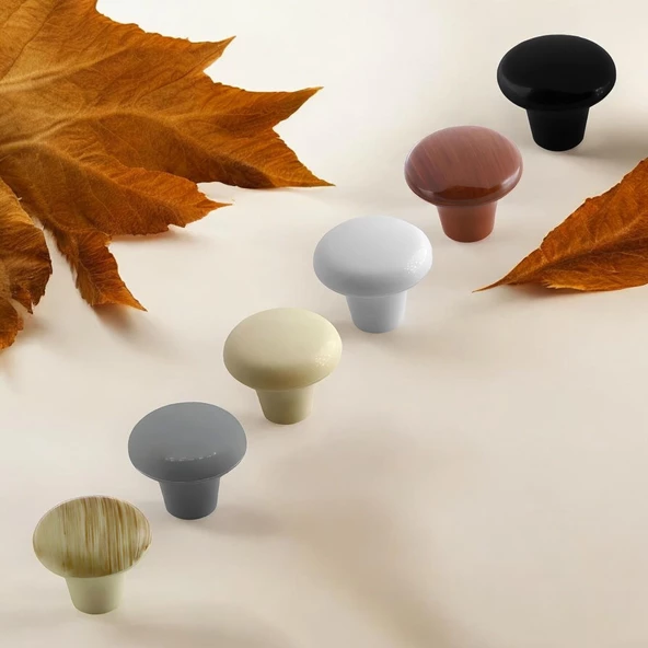 Mantar Düğme Sert Plastik Gri Dolap Mobilya Mutfak Dolabı Çekmece Dolap Kapak Kulpu Kulbu Kulp - Resim 7