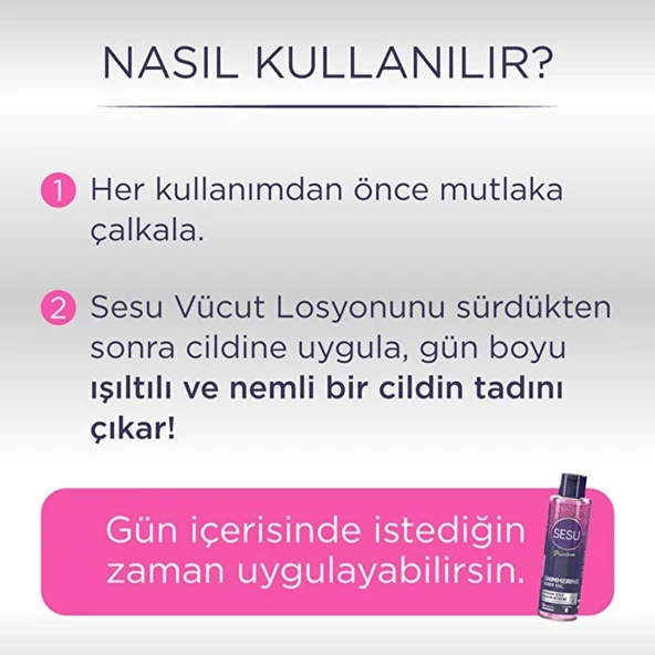 Sesu Vücut Losyonu 175ML/Vücut Peelingi 250ML/Simli Cilt Bakım Yağı 150ML Karma (3 Lü Set) - Resim 6