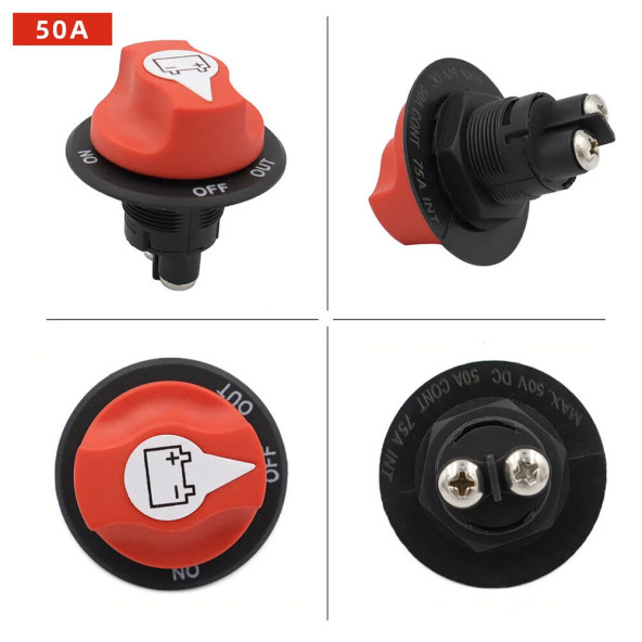 Mini Akü Devre Kesici Şalter Ip56 12/24v 50a