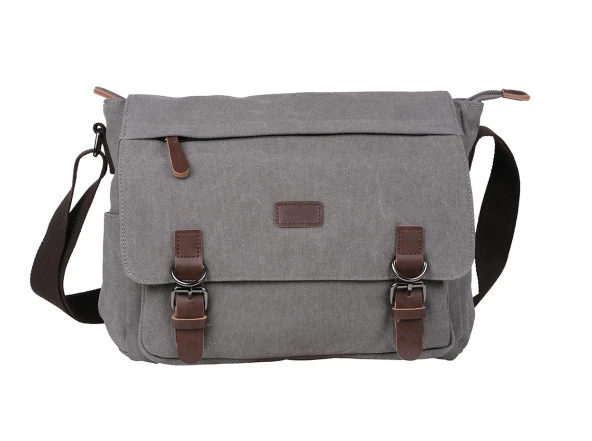Bagacar Orjinal Kanvas Kumaş Laptop Bölmeli Unisex Çapraz Çanta Bej - 2