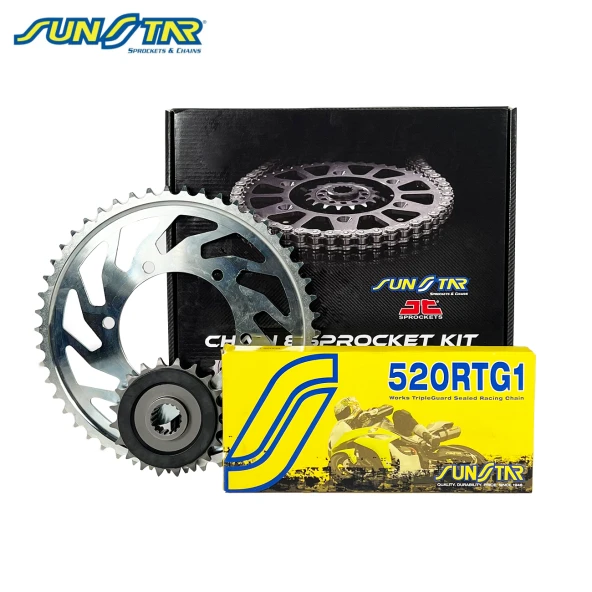 ZİNCİR DİŞLİ SETİ KAWASAKI Z 250 SL (250 cc)  (2015-2017) / KAWASAKI / Z 250 SL / 250cc / ZİNCİR: SUNSTAR 520RTG1 (Gold)-104 / ÖN-ARKA DİŞLİ: JT (14T-42T) / 2015-2016-2017 ürün görseli 1