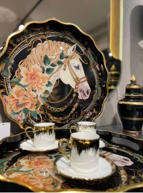 Royking Horse 2 li Yuvarlak Tepsi 39x4-34x4 cm FX 013 - 2