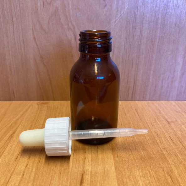 50 Ml Plastik Damlalıklı Amber Cam Şişe , 50Cc Kahverengi Cam Şişe Damlalıklı x 6 Adet - Resim 2