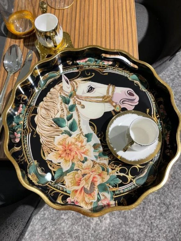 Royking Horse 2 li Yuvarlak Tepsi 39x4-34x4 cm FX 013 - 3