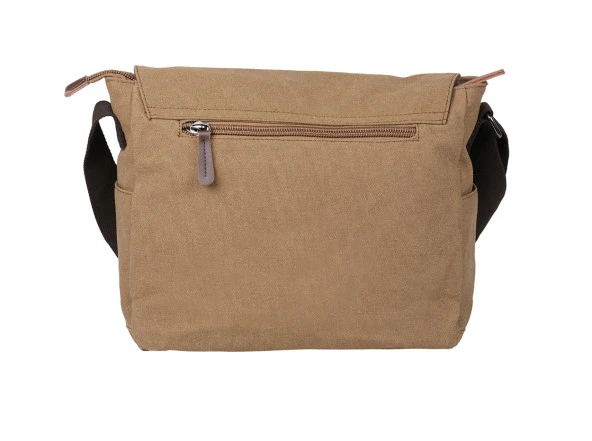 Bagacar Orjinal Kanvas Kumaş Laptop Bölmeli Unisex Çapraz Çanta Bej - 5