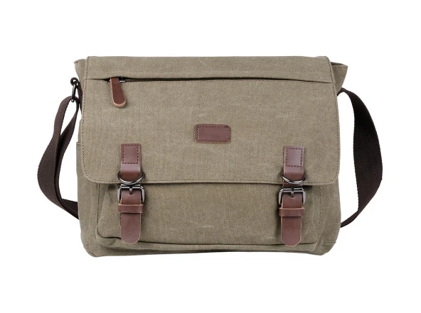 Bagacar Orjinal Kanvas Kumaş Laptop Bölmeli Unisex Çapraz Çanta Yeşil - 3