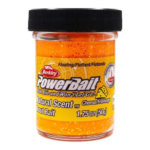 Berkley PowerBait Doğal Kokulu Glitter (Simli) Alabalık Hamuru - Fluorescent Orange / Glitter