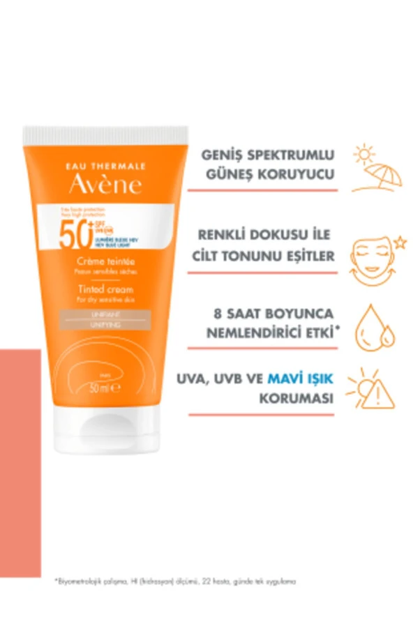 Avene Solaire SPF 50+ Kuru Ciltler İçin Renkli Güneş Kremi 50 ml