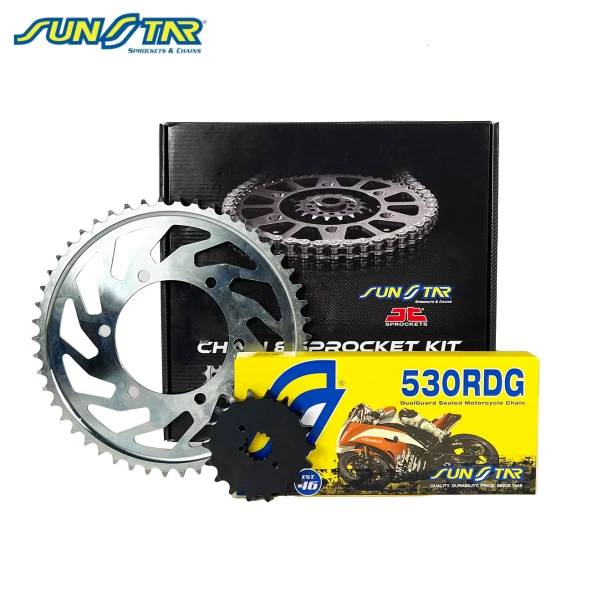 ZİNCİR DİŞLİ SETİ HONDA CROSSRUNNER (800 cc)  (2011-2014) / HONDA / CROSSRUNNER / 800cc / ZİNCİR: SUNSTAR 530RDG (Çelik)-116 / ÖN DİŞLİ: SUNSTAR (16T) / ARKA DİŞLİ: JT (43T) / 2011-2012-2013-2014