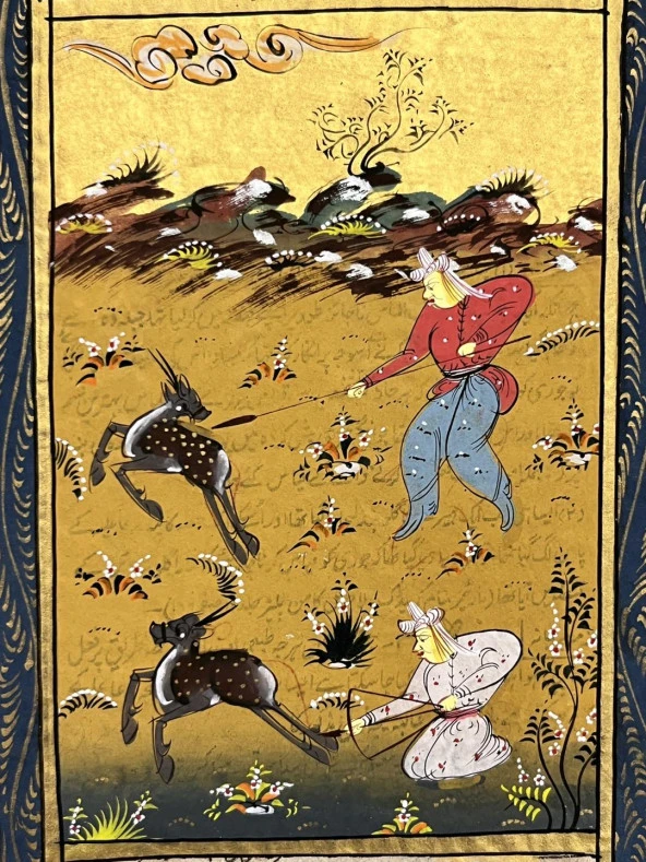 Av Avlayanındır Adlı El Yapımı Minyatür Resim 20,5x12,5 cm - Resim 2