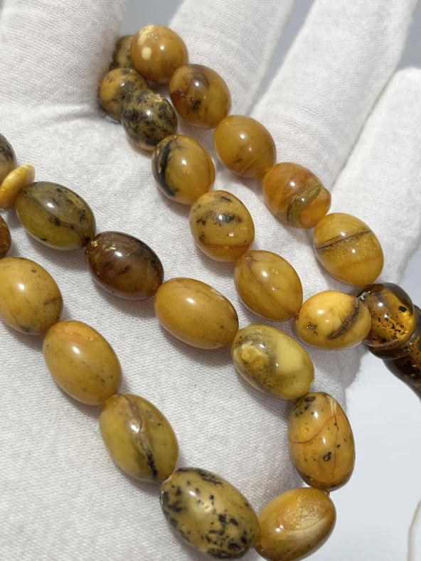 Doğal Kaya Damla Kehribar Tesbih 33lük 27 Gram - Resim 2