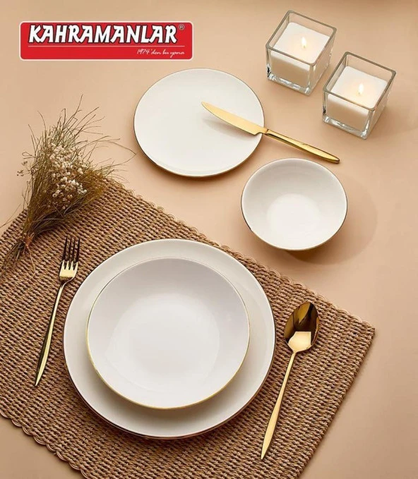 Kahramanlar Katre Sade 12 Kişilik 55 Parça Porselen Yemek Takımı