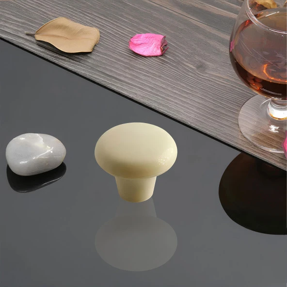 Mantar Düğme Sert Plastik Kulp Krem Mobilya Çekmece Mutfak  Dolabı Dolap Kapak Kulpu Kulbu 5 ADET - Resim 6