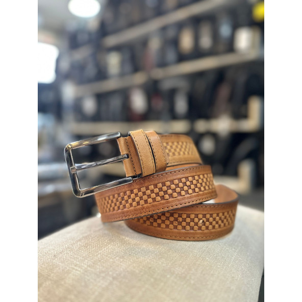 TRG POLO FOSSİL TABA HAKİKİ DERİ ERKEK KEMERİ - Resim 2