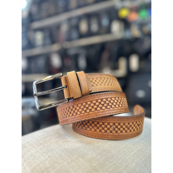 TRG POLO FOSSİL TABA HAKİKİ DERİ ERKEK KEMERİ - Resim 4