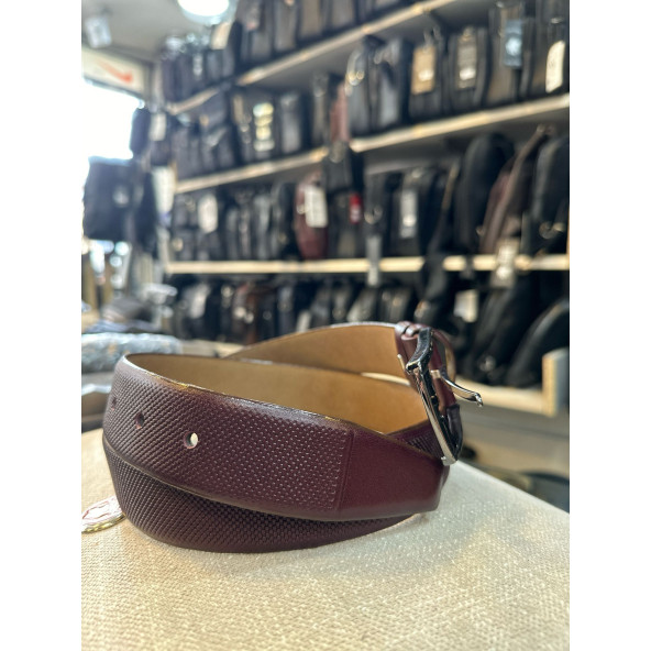 TRG POLO BORDO HAKİKİ DERİ ERKEK KEMERİ - 2