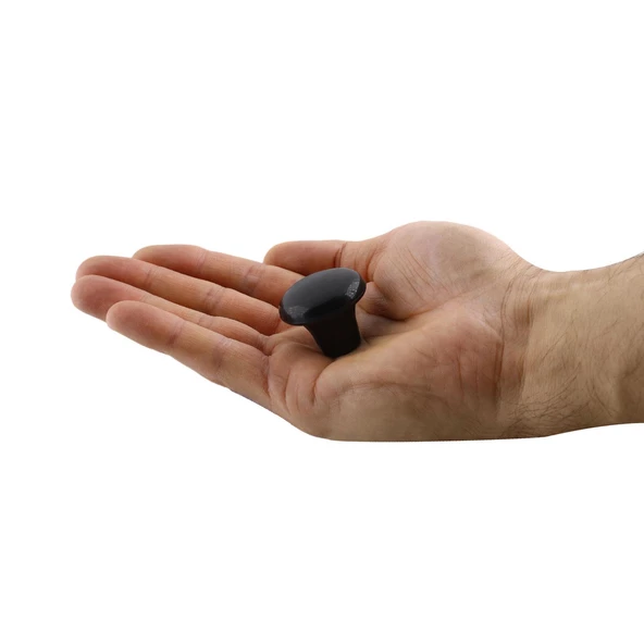 Mantar Düğme Sert Plastik Kulp Siyah Dolap Mobilya Mutfak Dolabı Çekmece Kapak Kulpu Kulbu 5 ADET - Resim 4