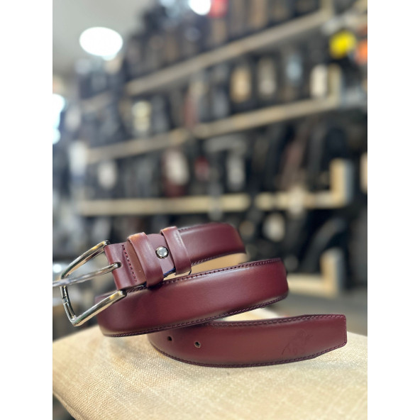 TRG POLO BORDO HAKİKİ DERİ ERKEK KEMERİ - 3