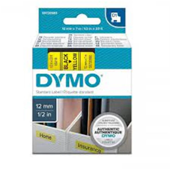 DYMO S0720500 D1 Yedek Şerit, 12 mm x 7 mt, Şeffaf- Siyah (45010)