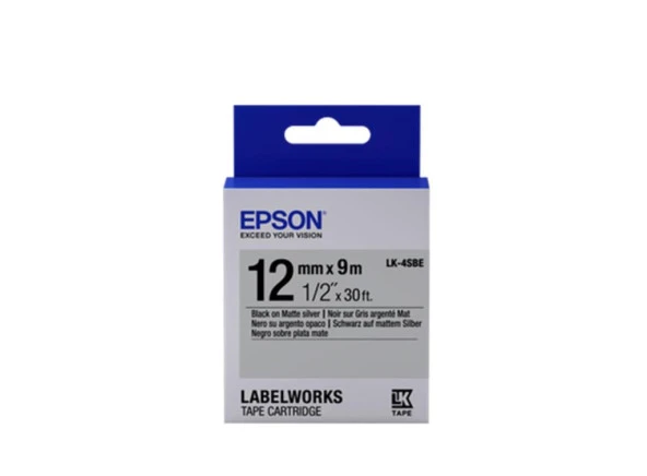 Epson LK-4SBE SILVER- GÜMÜŞ Üzeri SİYAH 12MM 9MT ürün görseli 1