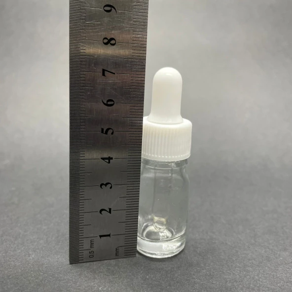 5Ml Saydam Cam Damlalıklı Şişe , Beyaz Kapak , 5 Cc Şeffaf Cam Damlalıklı Şişe x 6 Adet - 3