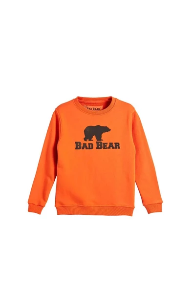 Bad Bear Logo Crewneck Kids Turuncu Baskılı Çocuk Sweatshirt