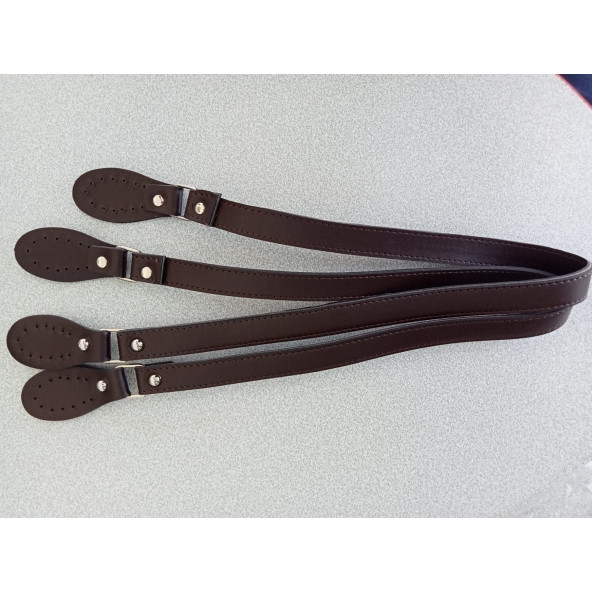 Likya Kahverengi  Salpalı Deri Aparatlı  Çanta Sapı - 2