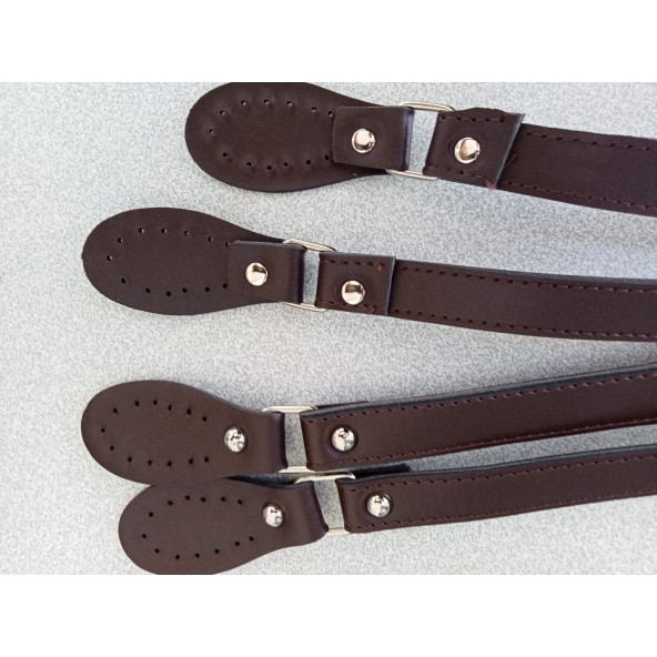 Likya Kahverengi  Salpalı Deri Aparatlı  Çanta Sapı - 3