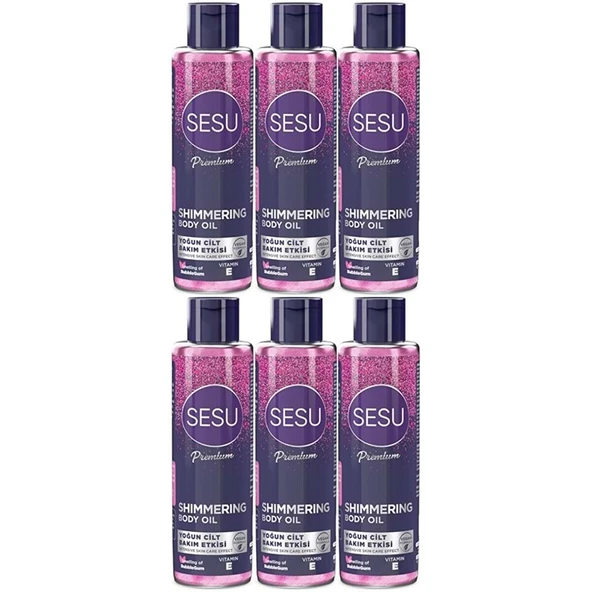 Sesu Simli Cilt Bakım Yağı 150ML (Shımmering Body Oıl) (6 Lı Set)