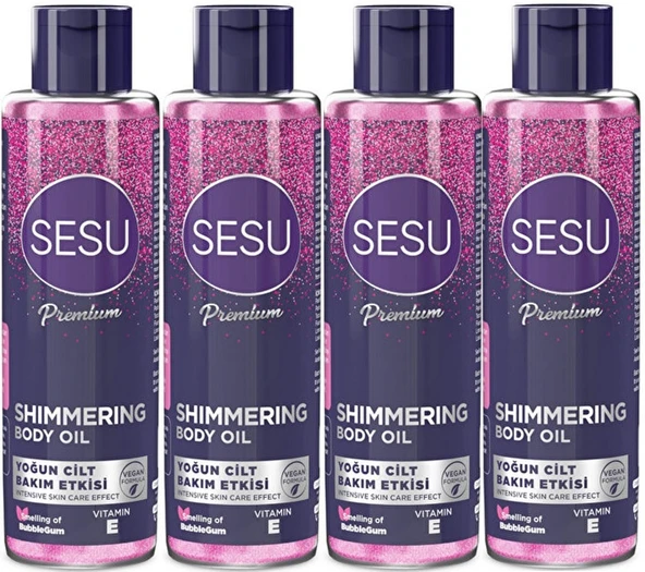 Sesu Simli Cilt Bakım Yağı 150ML (Shımmering Body Oıl) (4 Lü Set)
