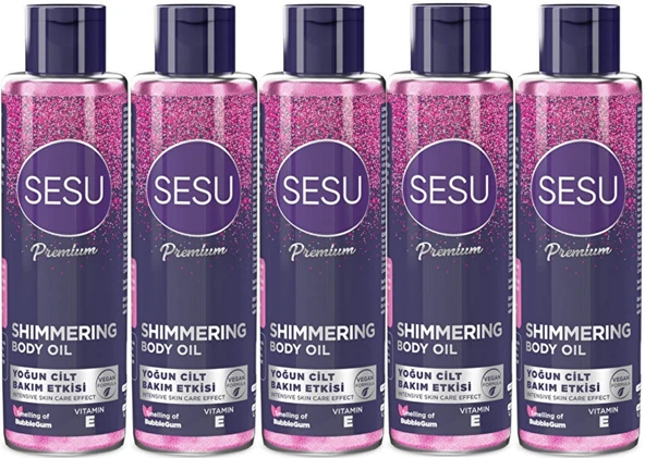 Sesu Simli Cilt Bakım Yağı 150ML (Shımmering Body Oıl) (5 Li Set)