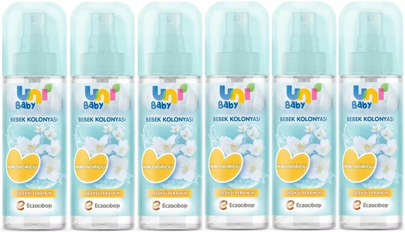 Uni Baby Bebek Kolonyası 150ML Nemlendiricili/Çiçeksi Ferahlık (6 Lı Set) - 1