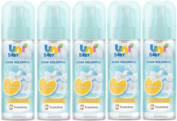 Uni Baby Bebek Kolonyası 150ML Nemlendiricili/Çiçeksi Ferahlık (5 Li Set)