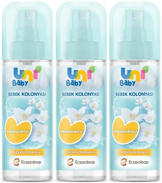Uni Baby Bebek Kolonyası 150ML Nemlendiricili/Çiçeksi Ferahlık (3 Lü Set)