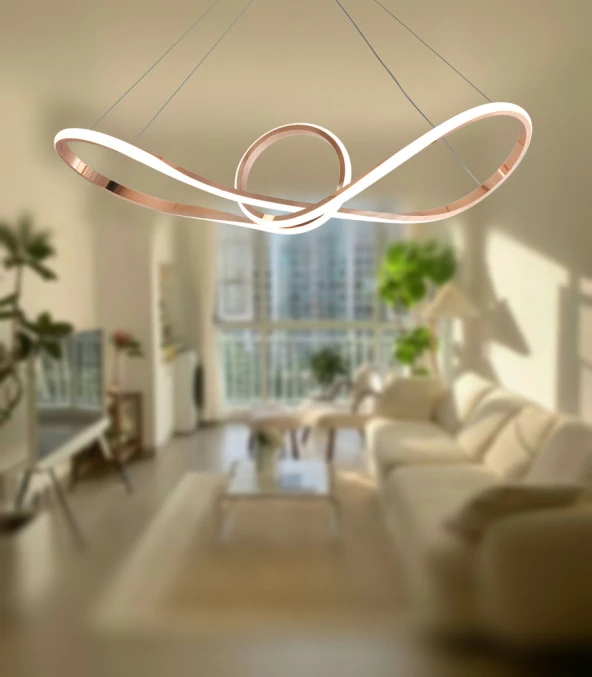 TT Aydınlatma TT002-FSR  Papyon Modeli Fransız Sarı Kaplama Led Avize - Resim 3