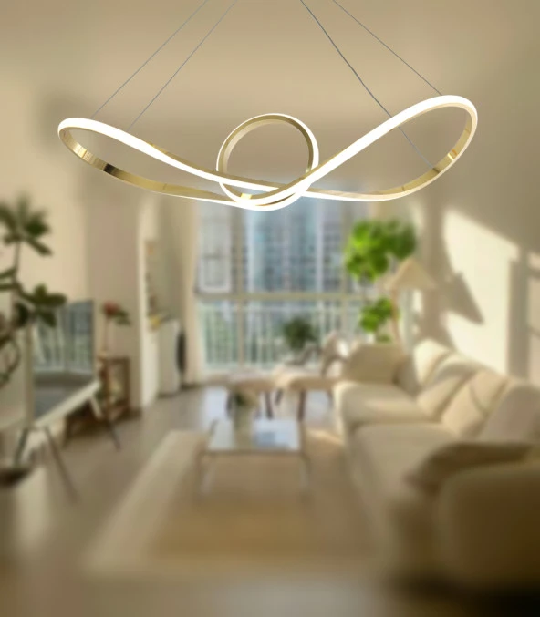 TT Aydınlatma TT002-SR  Papyon Modeli Sarı Kaplama Led Avize - 2