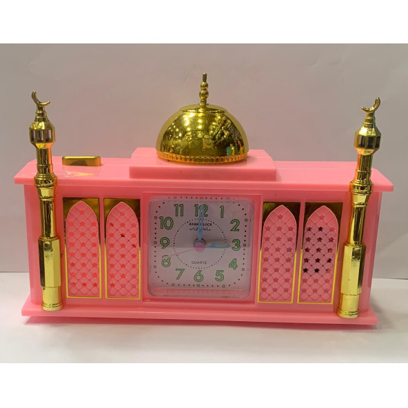 Alarm Sesi Yerine Ezan Okuyan Saat Büyük Boy -pembe Renk-M3.....