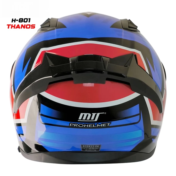 MTS M-201 THANOS MAVİ-BEYAZ GÜNEŞ VİZÖRLÜ KASK (MAVİ CAMLI) - Resim 3