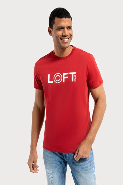 Loft 2035973 Kırmızı Erkek Regular Fit Bisiklet Yaka Normal Kesim Loft Baskılı %100 Pamuk Tşört - 2
