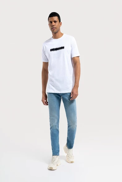 Loft 2035464 Beyaz Erkek Regular Fit Bisiklet Yaka  Normal Kesim Vısıonary Yazı Baskılı %100 Pamuk Tşört - 2