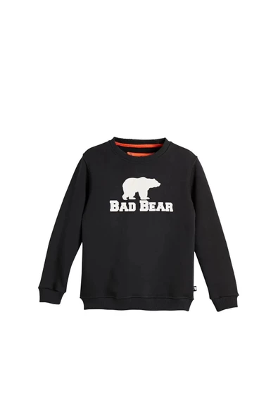 Bad Bear Logo Crewneck Kids Siyah Baskılı Çocuk Sweatshirt