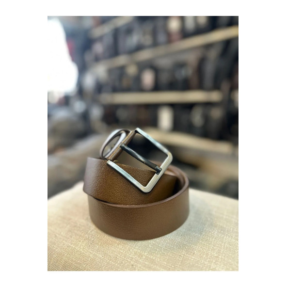 TRG POLO KAHVERENGİ 4 CM HAKİKİ DERİ DESENLİ ERKEK KEMERİ