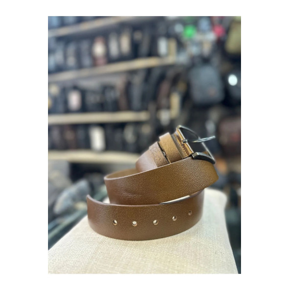 TRG POLO KAHVERENGİ 4 CM HAKİKİ DERİ DESENLİ ERKEK KEMERİ - 2