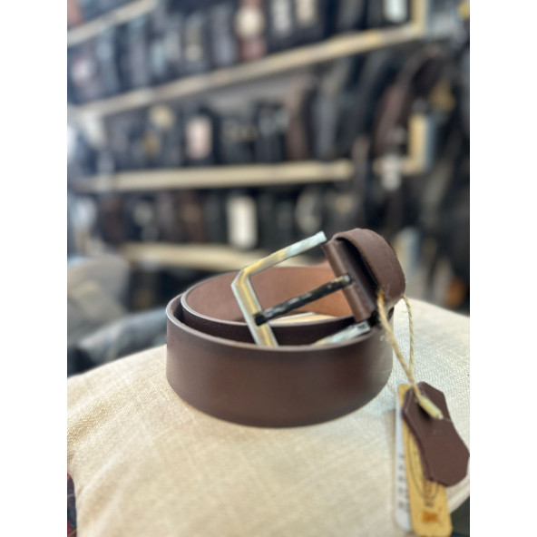 TRG POLO KAHVE 4 CM DERİ ERKEK KEMERİ