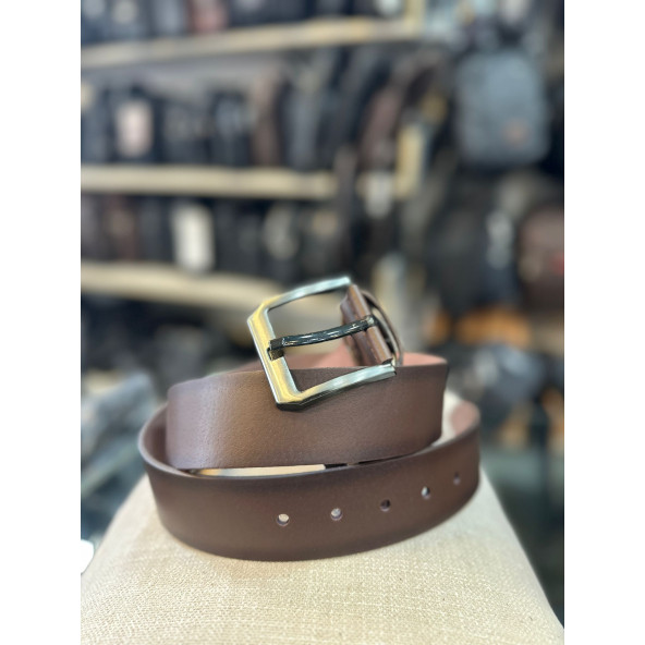 TRG POLO KAHVE 4 CM DERİ ERKEK KEMERİ - 4