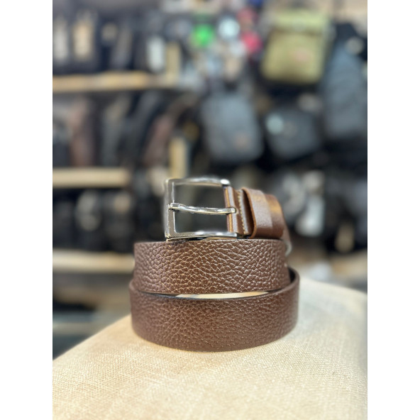 TRG POLO  Kahve Dokulu Hakiki Deri Erkek Kemeri-4 Cm - 2