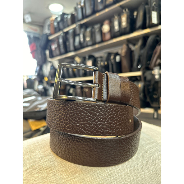 TRG POLO  Kahve Dokulu Hakiki Deri Erkek Kemeri-4 Cm - 3