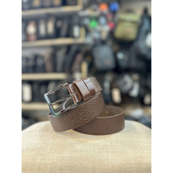 TRG POLO  Kahve Dokulu Hakiki Deri Erkek Kemeri-4 Cm - 4